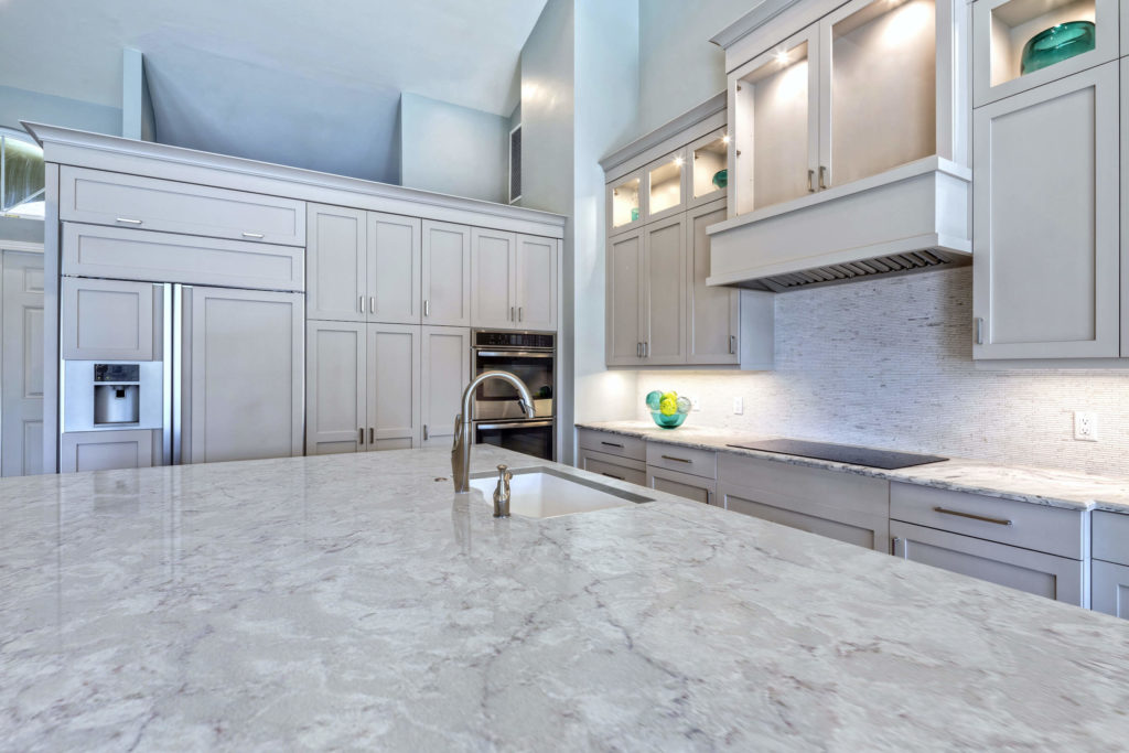 Fantasy kitchen with white quartz countertop