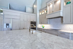 Fantasy kitchen with white quartz countertop