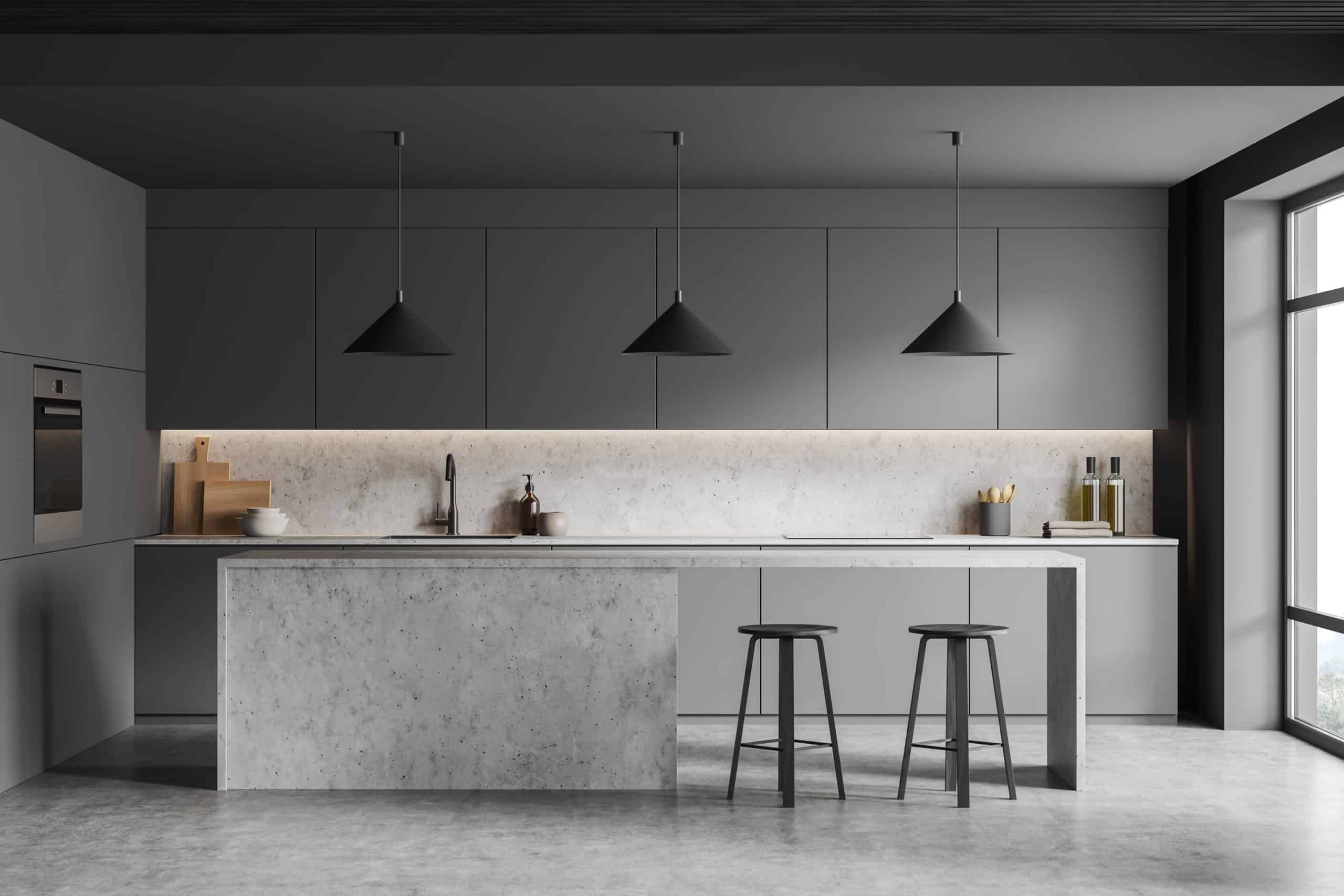 Grey quartz countertop for rustic look bar